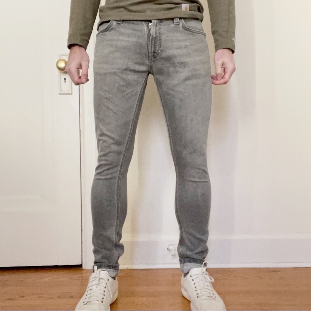 Nudie Jeans Men’s Skinny Lin Jean Gray Beam 29x30